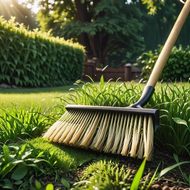 Wyczesywanie chwastów z trawnika